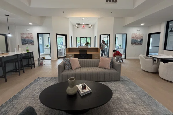 Renovated business interior with updated finishes and improved living space